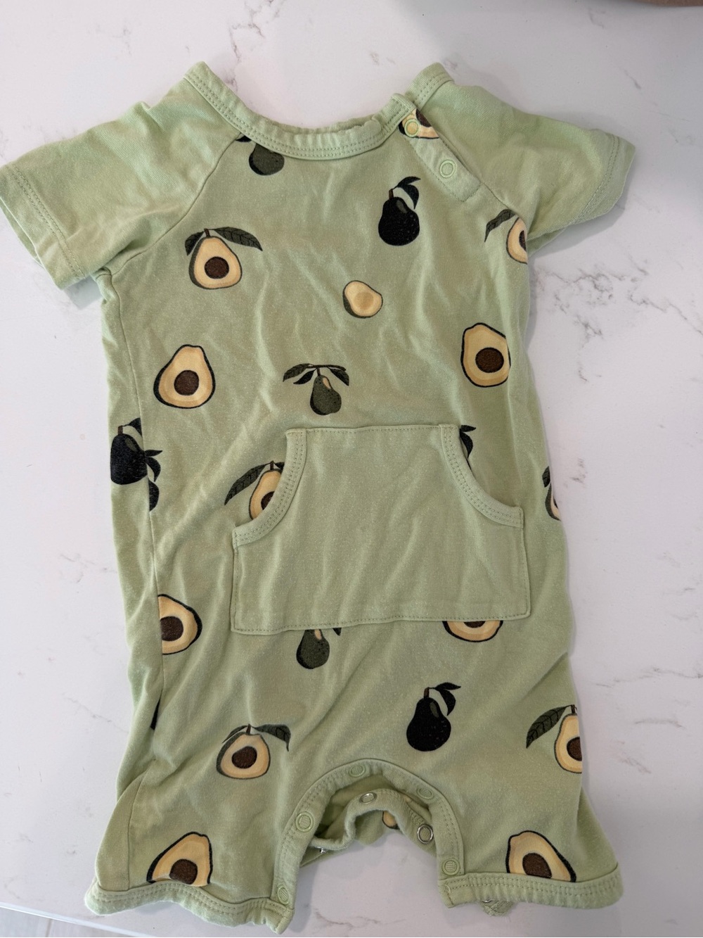 Kyte BABY Avocado Print One-Piece Romper in Light Green